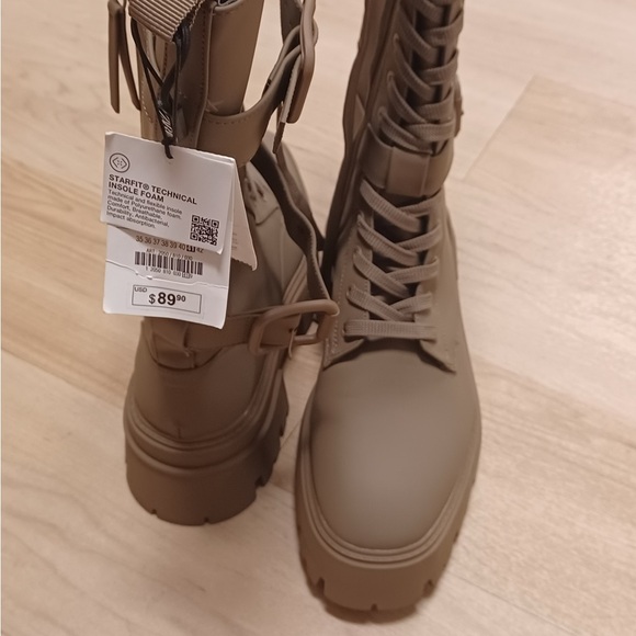 Zara Brown Combat Boots with Chunky Sole - Picture 7 of 7